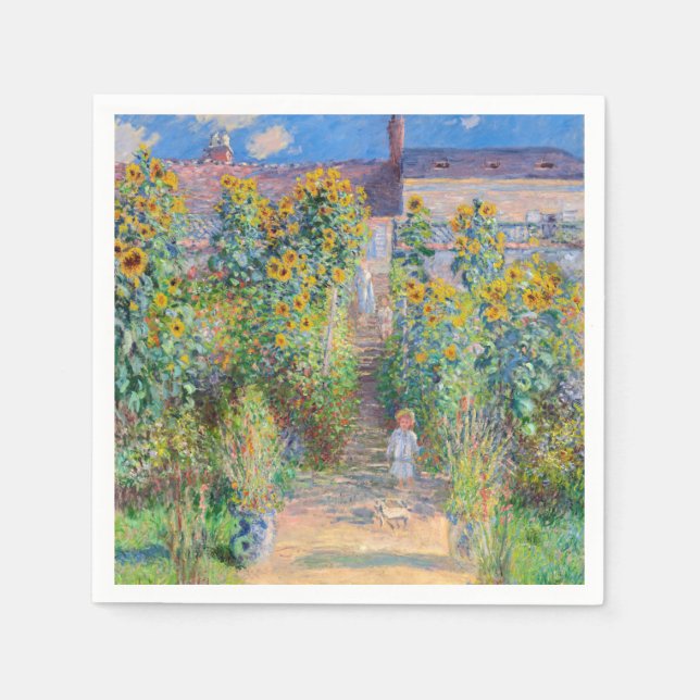 Claude Monet - Der Künstlergarten in Vetheuil Serviette (Vorderseite)