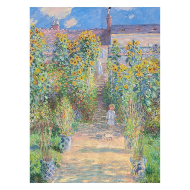 Claude Monet - Der Künstlergarten in Vetheuil Tischdecke (Vorderseite)