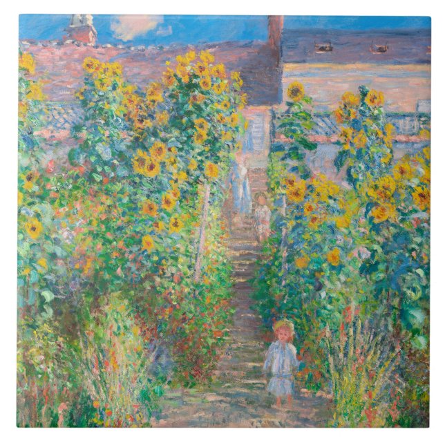 Claude Monet, Der Künstlergarten von Vétheui 1881 Fliese (Vorderseite)