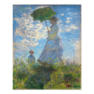 Claude Monet - Der Spaziergang, Frau mit Sonnensch Fotodruck