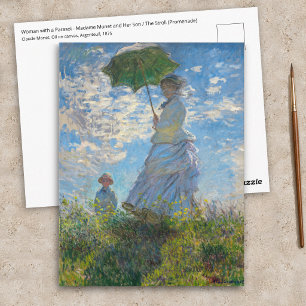 Claude Monet - Der Spaziergang, Frau mit Sonnensch Postkarte
