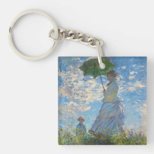 Claude Monet - Der Spaziergang, Frau mit Sonnensch Schlüsselanhänger