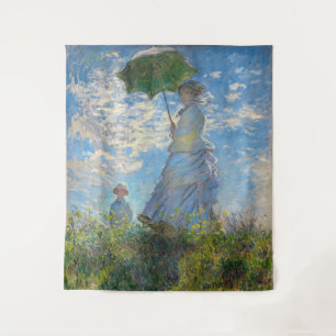 Claude Monet - Der Spaziergang, Frau mit Sonnensch Wandteppich