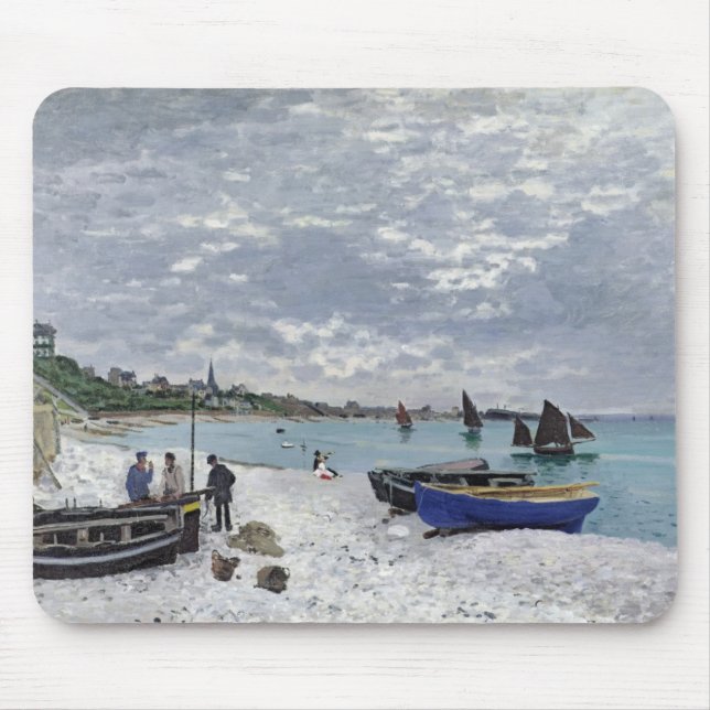 Claude Monet | der Strand bei Sainte-Adresse Mousepad (Vorne)