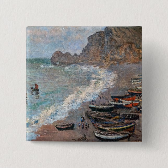 Claude Monet - Der Strand von Etretat Button (Vorderseite)
