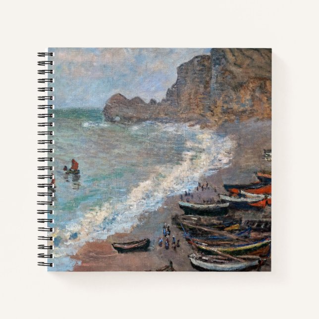 Claude Monet - Der Strand von Etretat Notizbuch (Vorderseite)