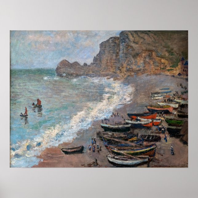 Claude Monet - Der Strand von Etretat Poster (Vorne)