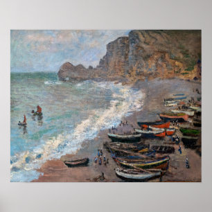 Claude Monet - Der Strand von Etretat Poster