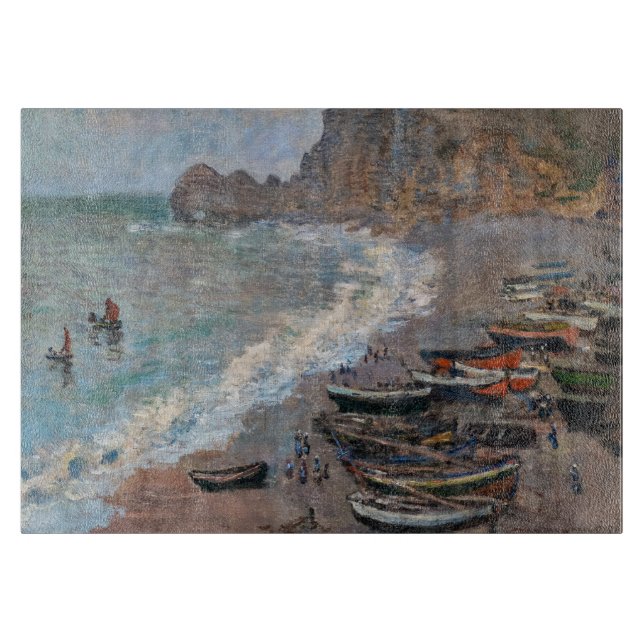 Claude Monet - Der Strand von Etretat Schneidebrett (Vorderseite)