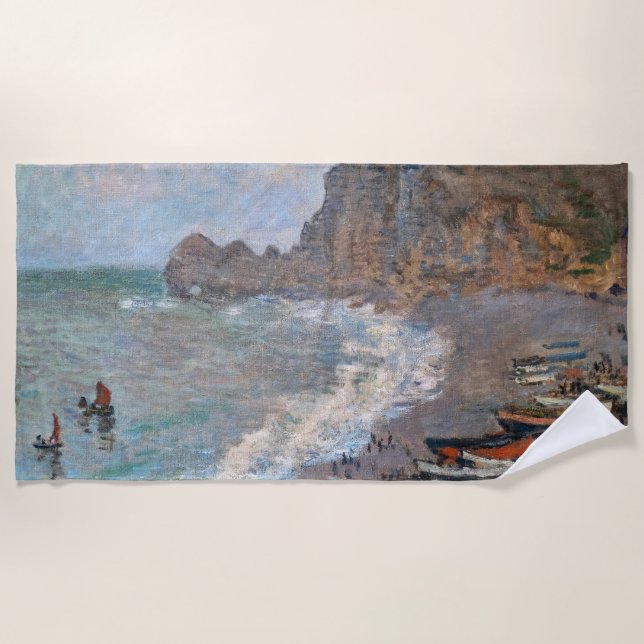 Claude Monet - Der Strand von Etretat Strandtuch (Vorderseite)