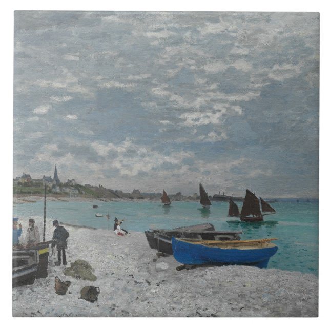 Claude Monet - Der Strand von Sainte-Adresse Fliese (Vorderseite)