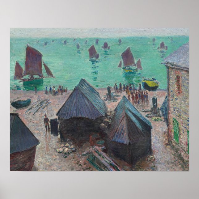 Claude Monet - Die Abfahrt der Boote, Etretat Poster (Vorne)