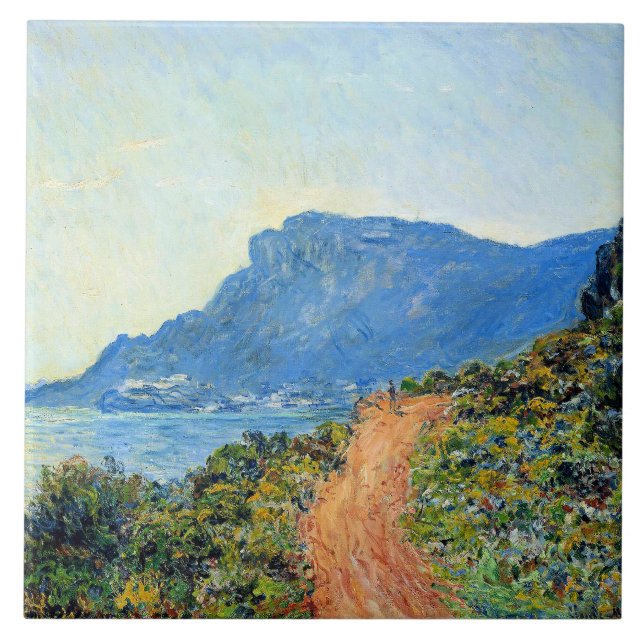 Claude Monet, Die Corniche von Monaco, Fliese (Vorderseite)