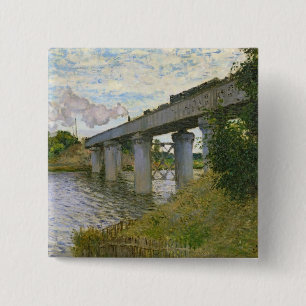 Claude Monet   die Eisenbahnbrücke in Argenteuil Button