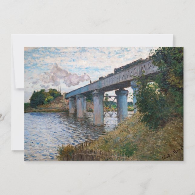 Claude Monet - Die Eisenbahnbrücke in Argenteuil Einladung (Vorderseite)