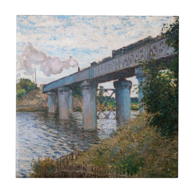 Claude Monet - Die Eisenbahnbrücke in Argenteuil Fliese (Vorderseite)