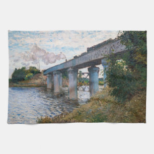 Claude Monet - Die Eisenbahnbrücke in Argenteuil Geschirrtuch