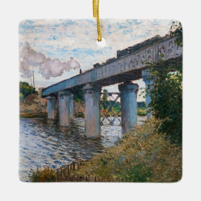 Claude Monet - Die Eisenbahnbrücke in Argenteuil Keramikornament (Vorderseite)