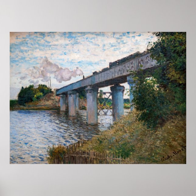 Claude Monet - Die Eisenbahnbrücke in Argenteuil Poster (Vorne)