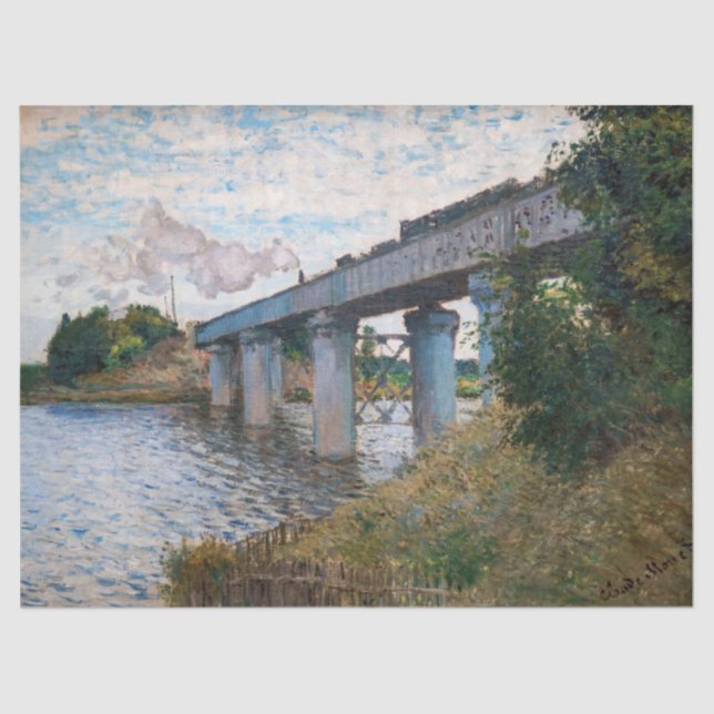 Claude Monet - Die Eisenbahnbrücke in Argenteuil Seidenpapier (Vorderseite)