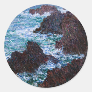 Claude Monet - Die Felsen von Belle-Ile, Wilde Küs Runder Aufkleber
