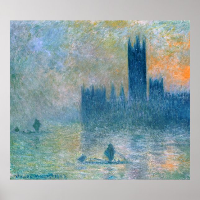 Claude Monet Die Häuser des Parlaments Poster (Vorne)