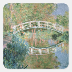 Claude Monet   Die japanische Brücke, Giverny Quadratischer Aufkleber