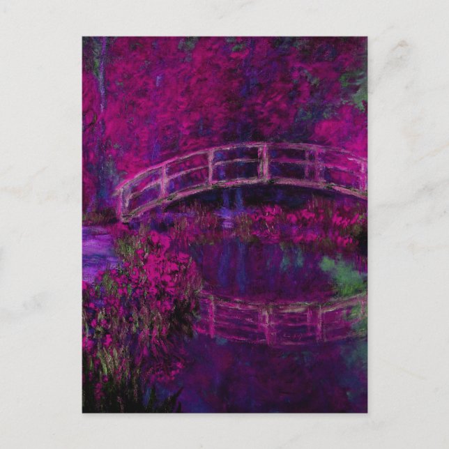 Claude Monet Die japanische Brücke lila Postkarte (Vorderseite)