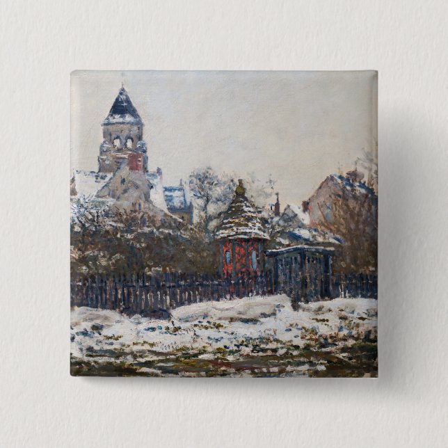 Claude Monet - Die Kirche in Vetheuil Button (Vorderseite)