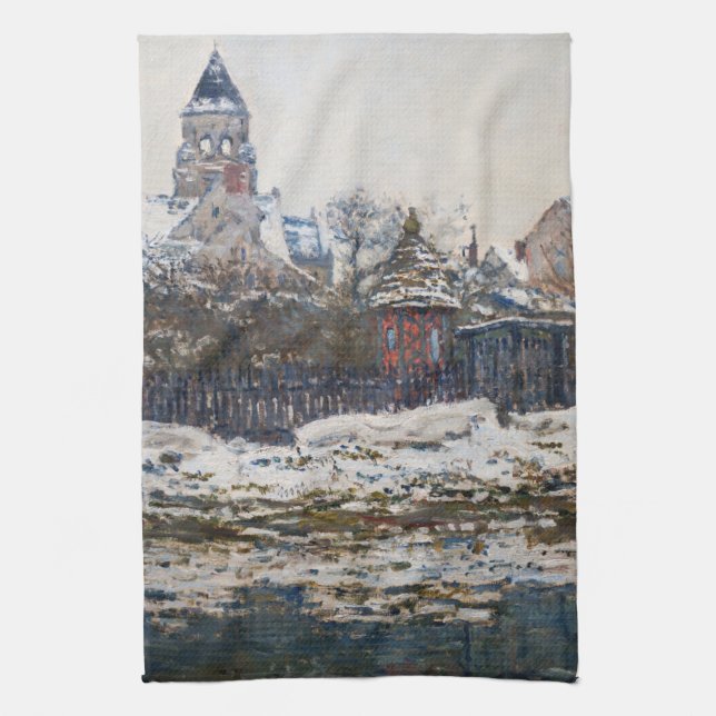 Claude Monet - Die Kirche in Vetheuil Geschirrtuch (Vertikal)