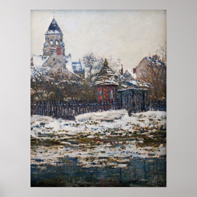 Claude Monet - Die Kirche in Vetheuil Poster (Vorne)