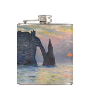 Claude Monet - Die Klippe, Etretat, Sonnenuntergan Flachmann