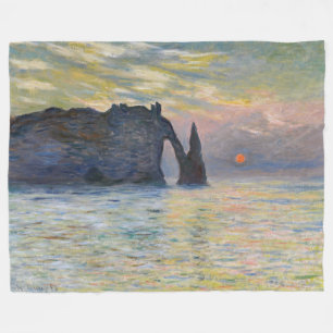 Claude Monet - Die Klippe, Etretat, Sonnenuntergan Fleecedecke