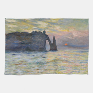 Claude Monet - Die Klippe, Etretat, Sonnenuntergan Geschirrtuch