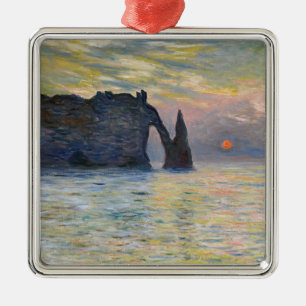 Claude Monet - Die Klippe, Etretat, Sonnenuntergan Ornament Aus Metall