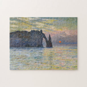 Claude Monet - Die Klippe, Etretat, Sonnenuntergan Puzzle