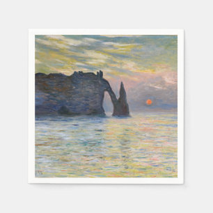 Claude Monet - Die Klippe, Etretat, Sonnenuntergan Serviette