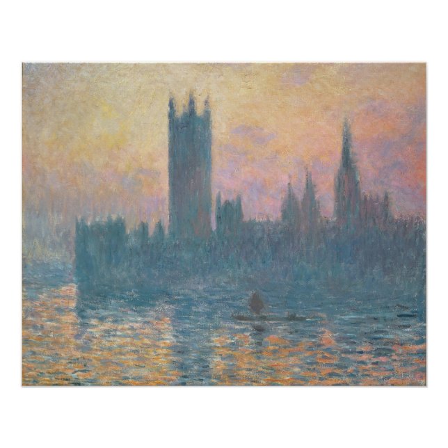 Claude Monet | Die Parlamentshäuser, Sunset Poster (Vorderseite)