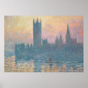 Claude Monet Die Parlamentshäuser, Sunset Poster