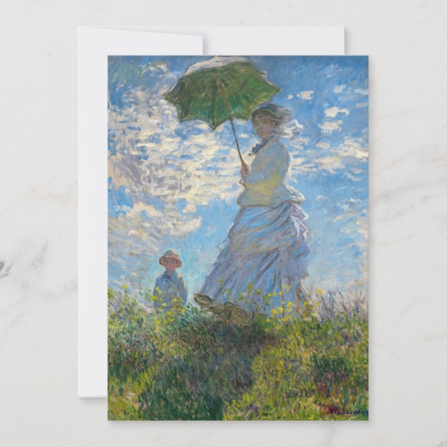 Claude Monet - Die Promenade, Frau mit Sonnenschir Einladung (Vorderseite)