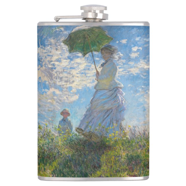 Claude Monet - Die Promenade, Frau mit Sonnenschir Flachmann (Vorderseite)