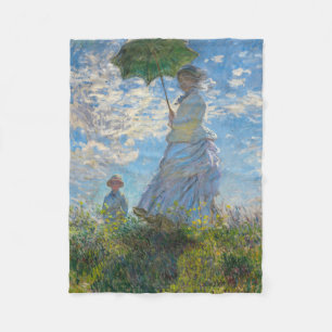 Claude Monet - Die Promenade, Frau mit Sonnenschir Fleecedecke