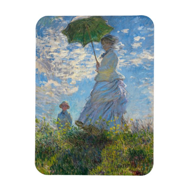 Claude Monet - Die Promenade, Frau mit Sonnenschir Magnet (Vertikal)