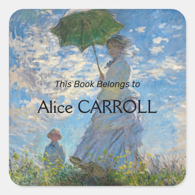 Claude Monet - Die Promenade, Frau mit Sonnenschir Quadratischer Aufkleber (Vorderseite)