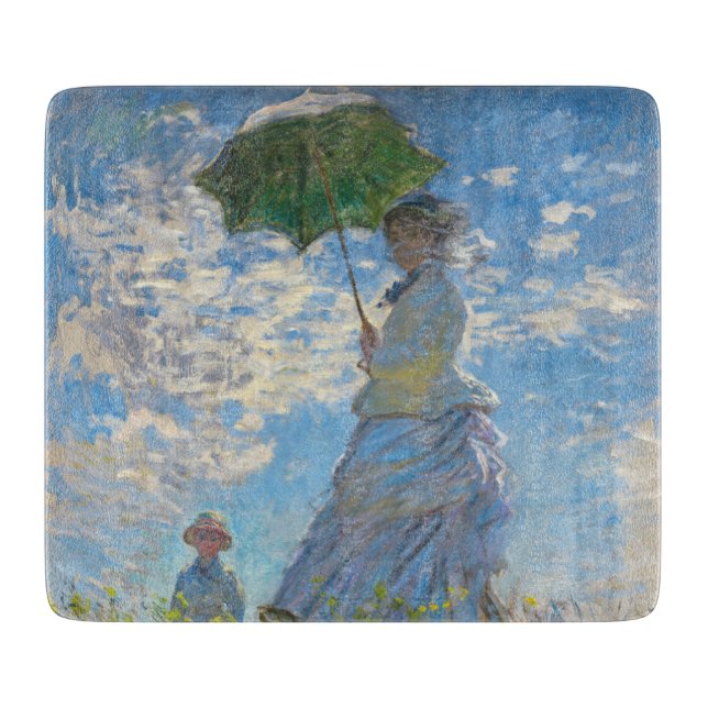 Claude Monet - Die Promenade, Frau mit Sonnenschir Schneidebrett (Vorderseite)