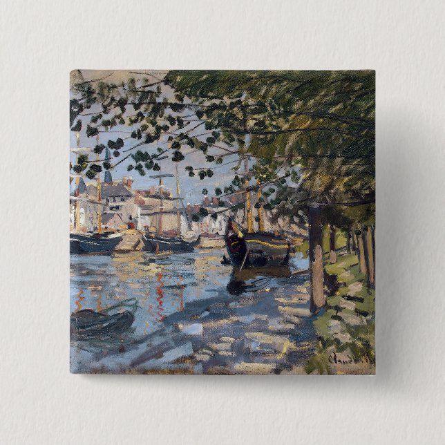 Claude Monet | die Seine in Rouen, 1872 Button (Vorderseite)