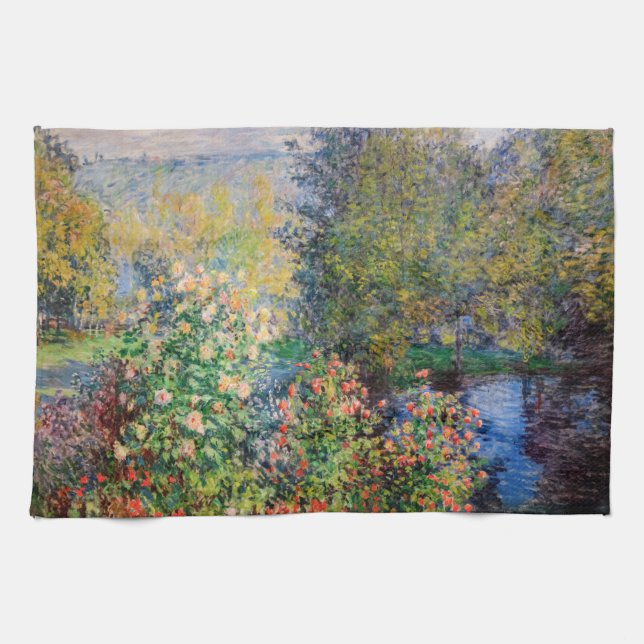 Claude Monet - Ecke des Gartens am Montgeron Geschirrtuch (Horizontal)