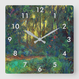 Claude Monet - Ecke eines Teiches mit Wasserlilien Quadratische Wanduhr