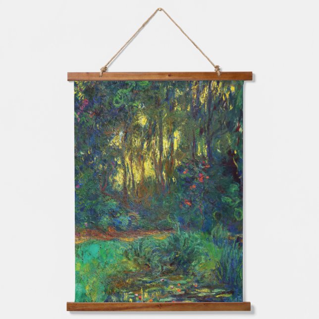 Claude Monet - Ecke eines Teiches mit Wasserlilien Wandteppich Mit Holzrahmen (Vorderseite)