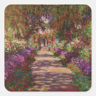 Claude Monet   Ein Weg im Monet-Garten Quadratischer Aufkleber